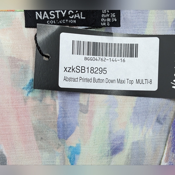 Abstract Printed Button Down Maxi Top - Picture 8 of 9